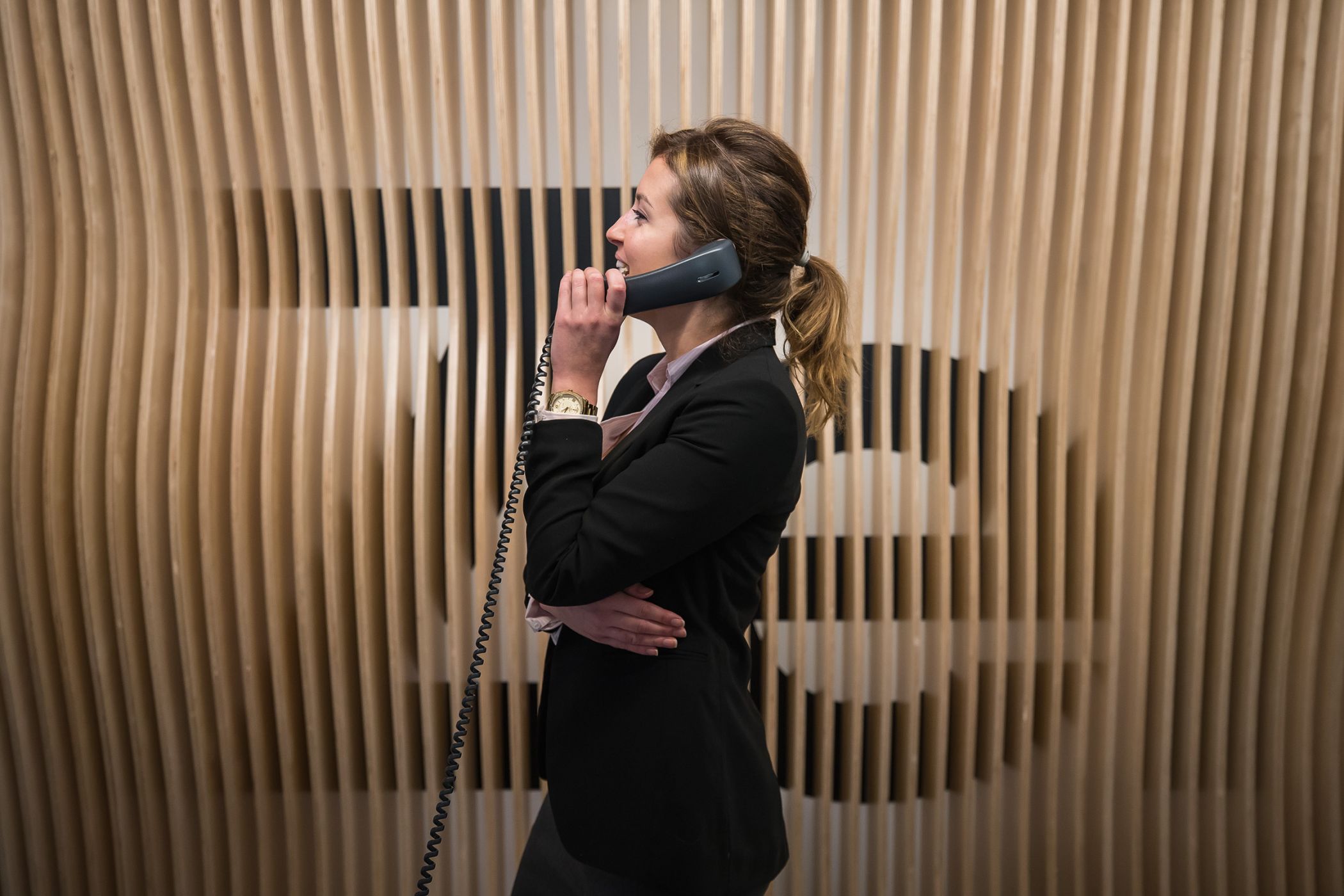 Lifestyle portrait of the receptionist.